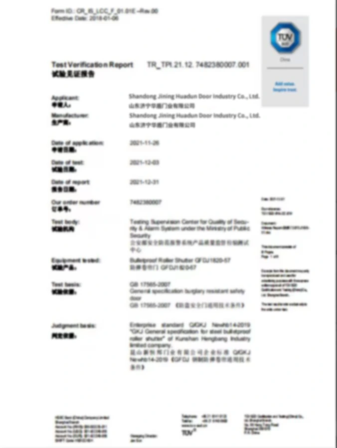 TUV Certificates